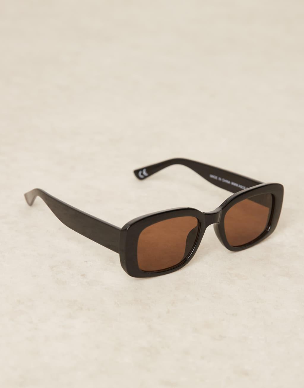 ASOS DESIGN chunky mid square sunglasses in black Product Image