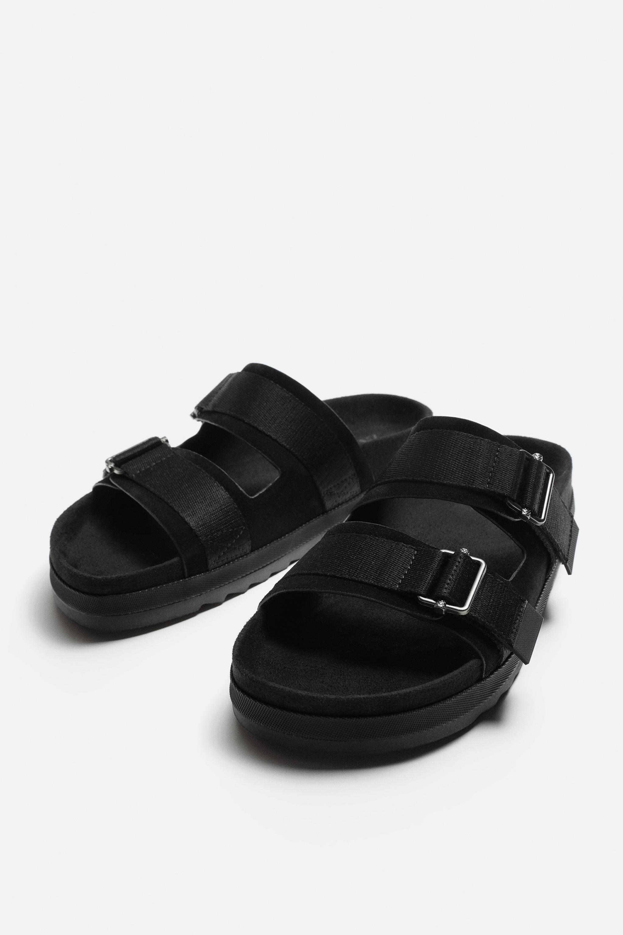 DOUBLE STRAP LEATHER SANDALS Product Image