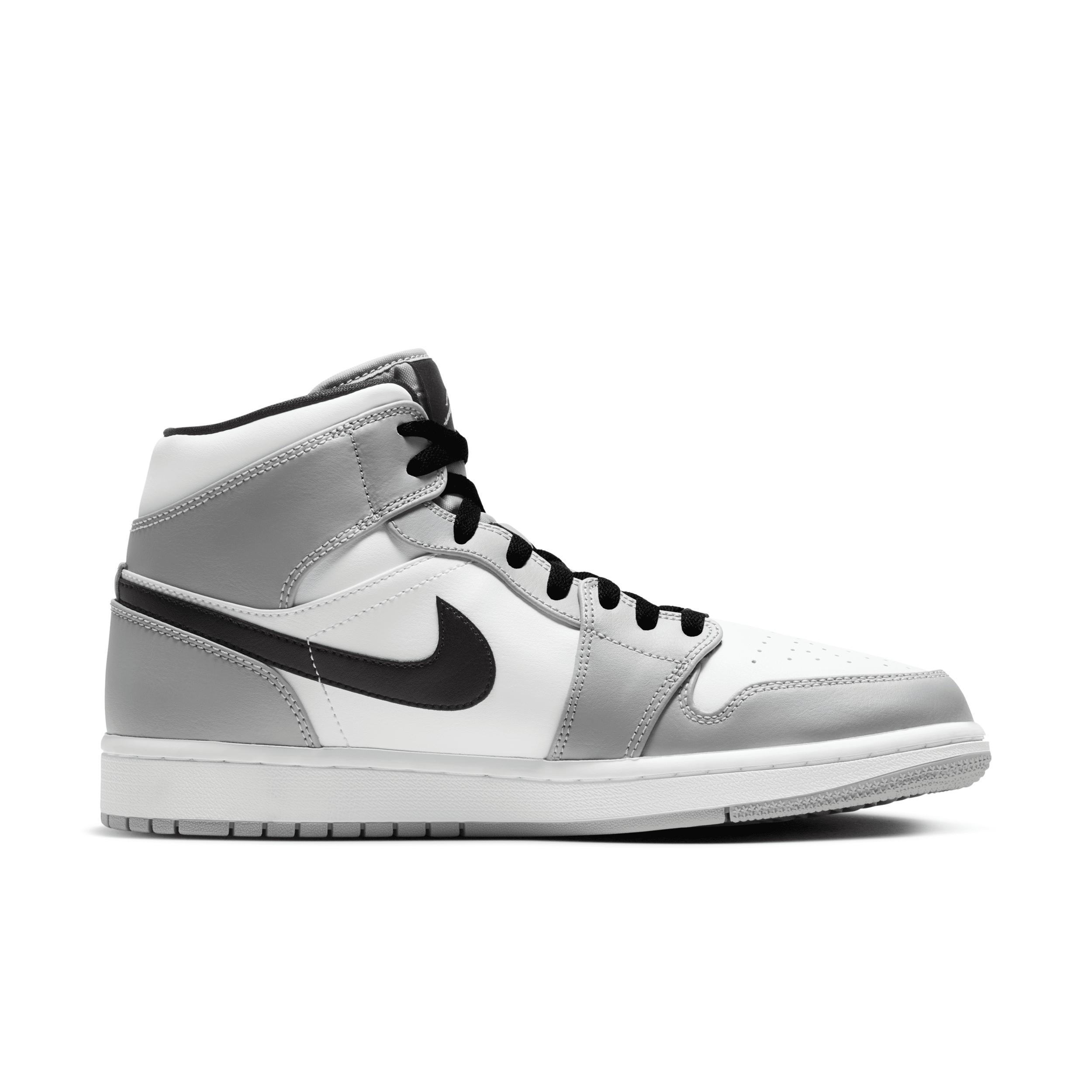 Jordan Mens AJ 1 Mid - Basketball Shoes Light Smoke Grey/Black/White Product Image