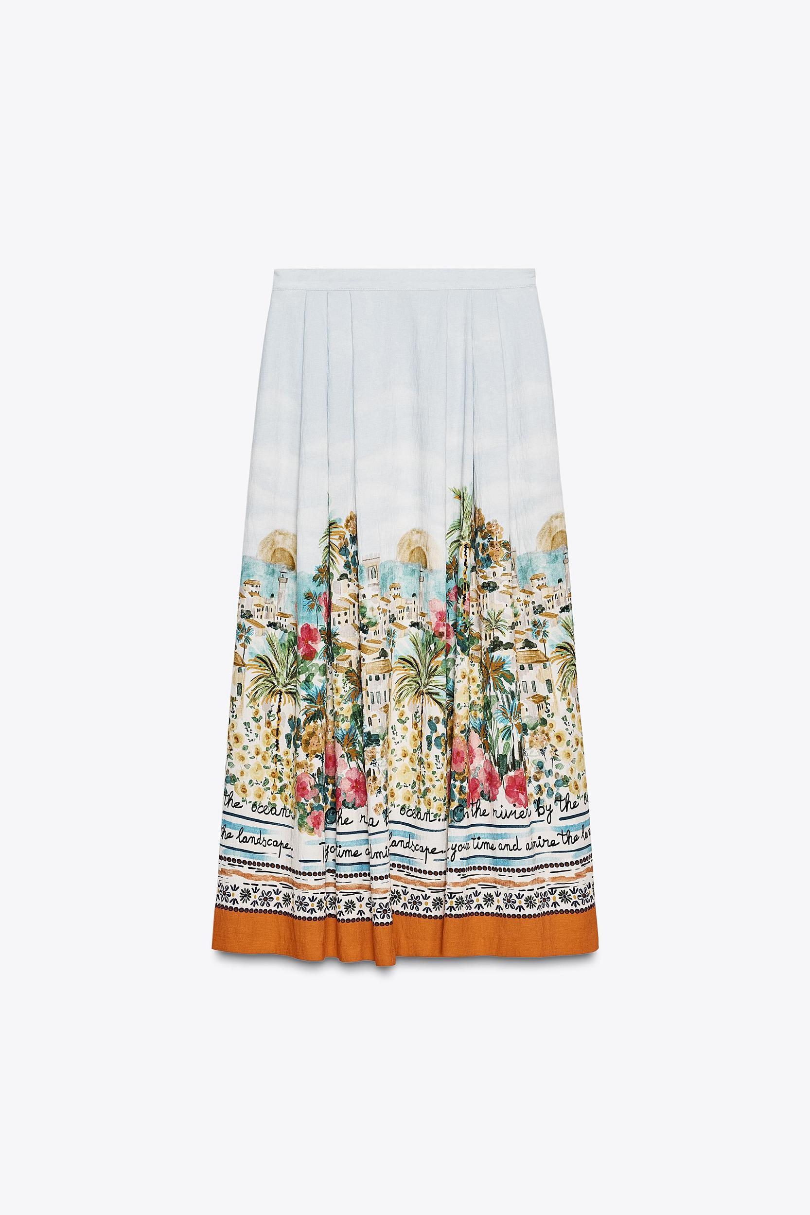 PRINTED MIDI CAPE SKIRT Product Image