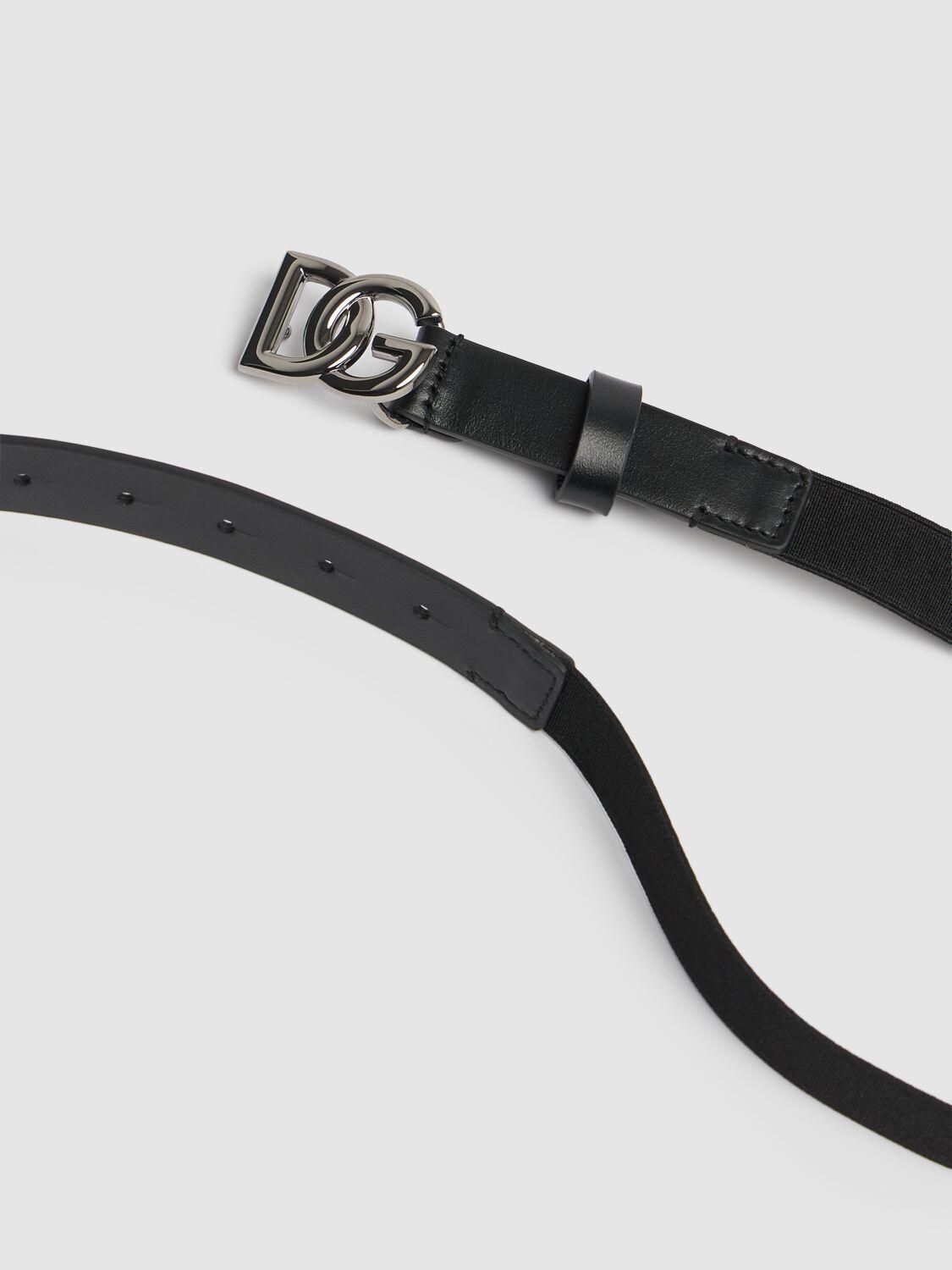 DOLCE & GABBANA Leather Logo Belt In Black Product Image