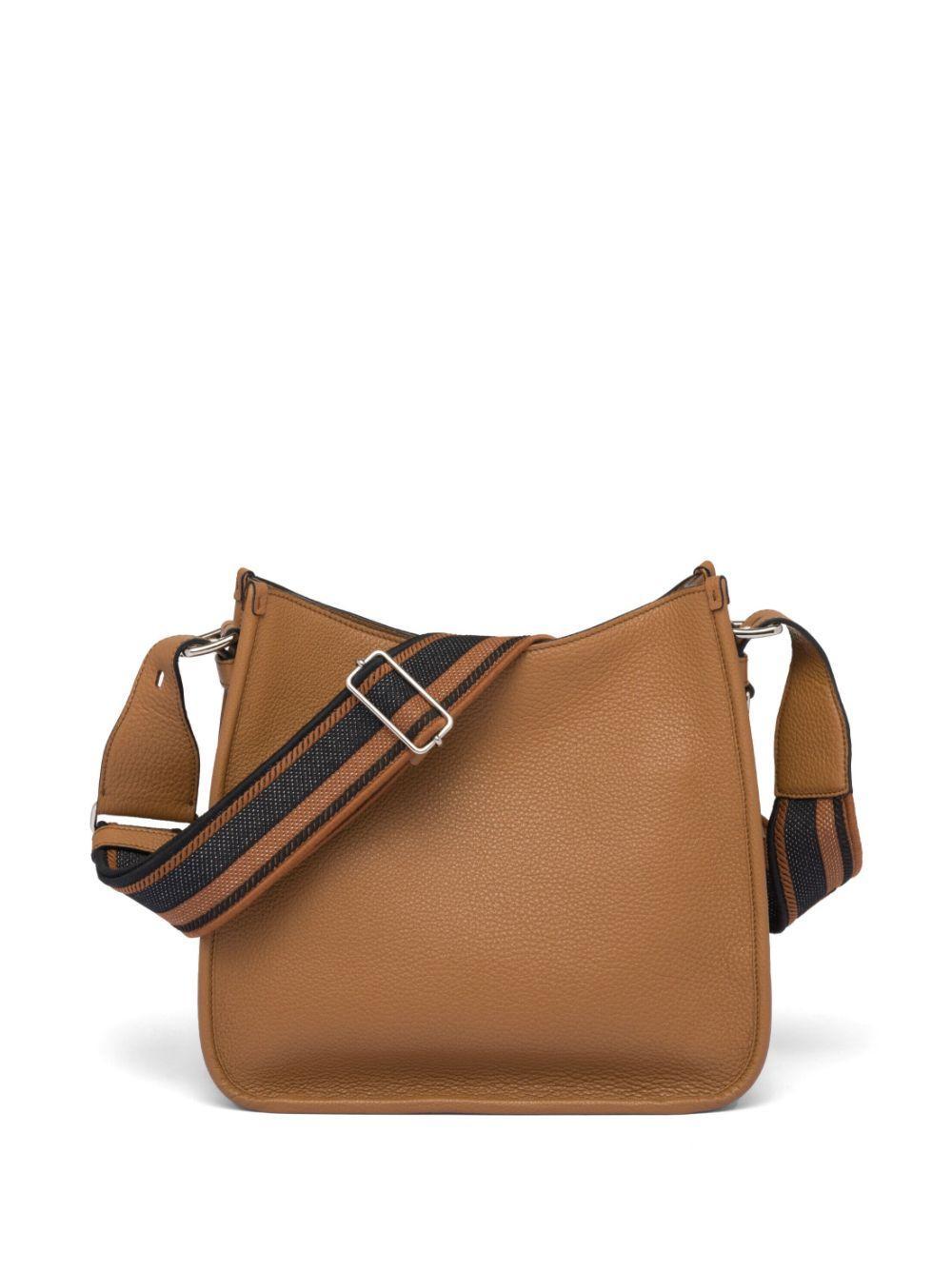 PRADA Leather Hobo Bag In Brown Product Image