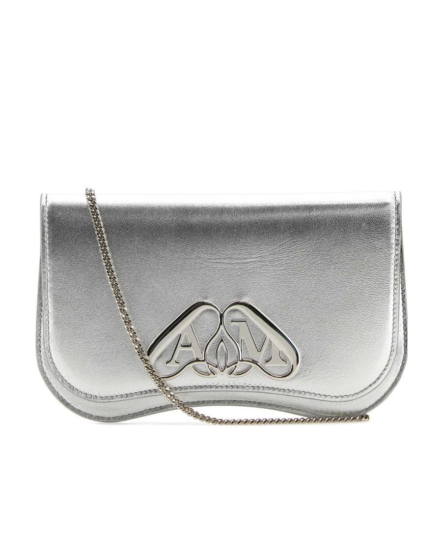 ALEXANDER MCQUEEN Logo Plaque Shoulder Bag In Gray Product Image