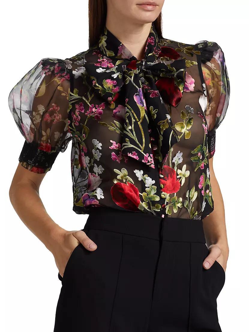 Brentley Floral Ruffled Tieneck Blouse Product Image