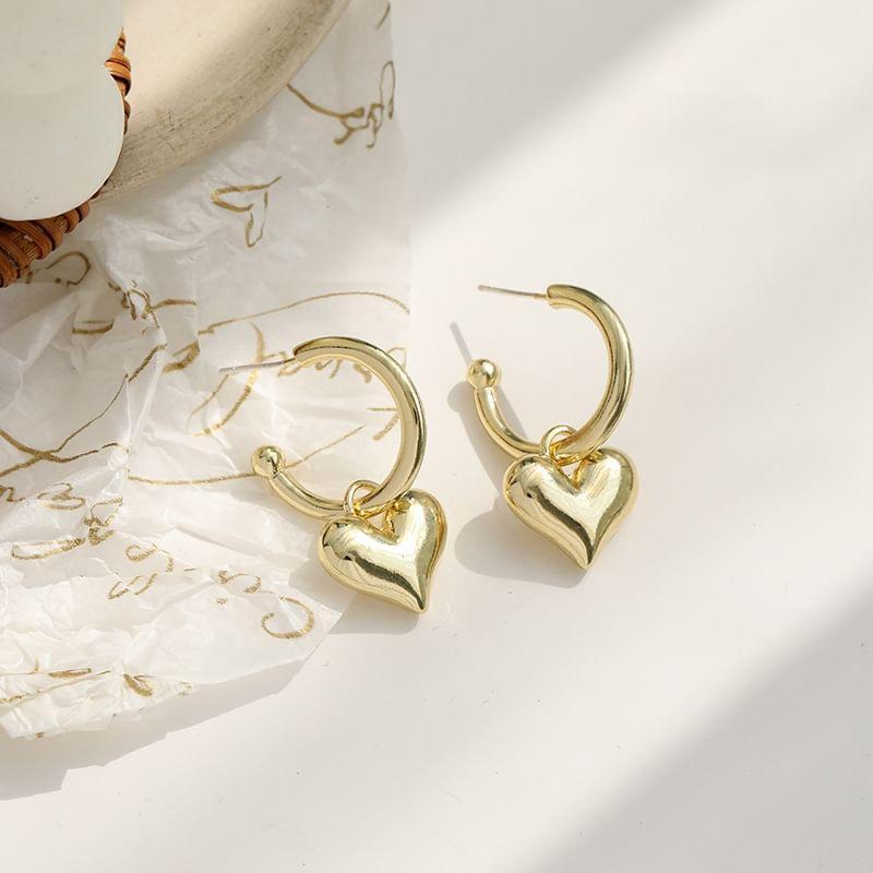 Heart Open Hoop Drop Earring Product Image