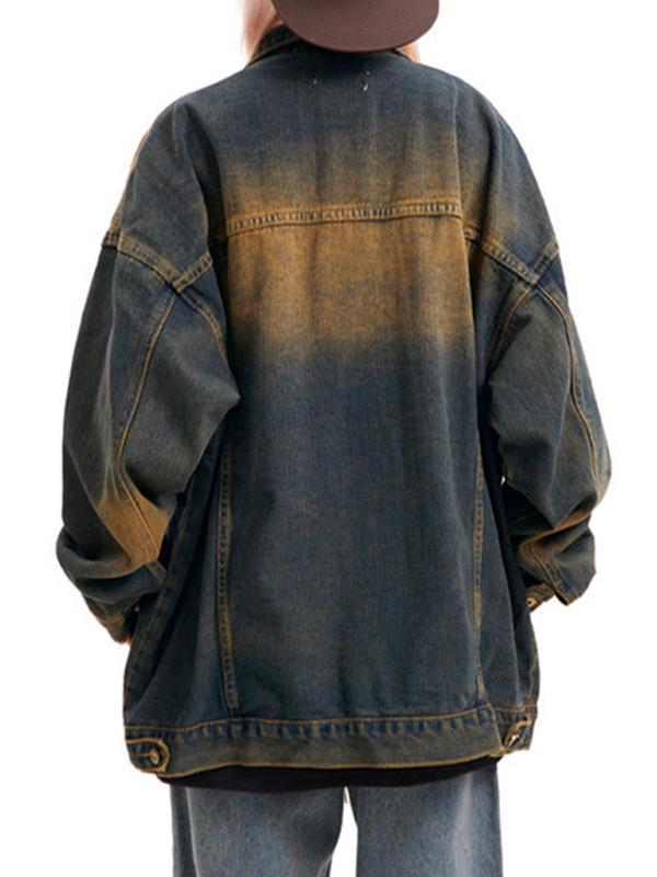 Ombre Washed Loose Denim Jacket Product Image