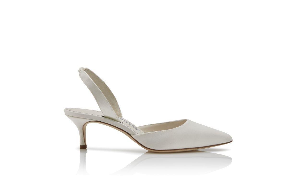 CAROLYNE BRIDE White Satin Slingback Pumps Product Image