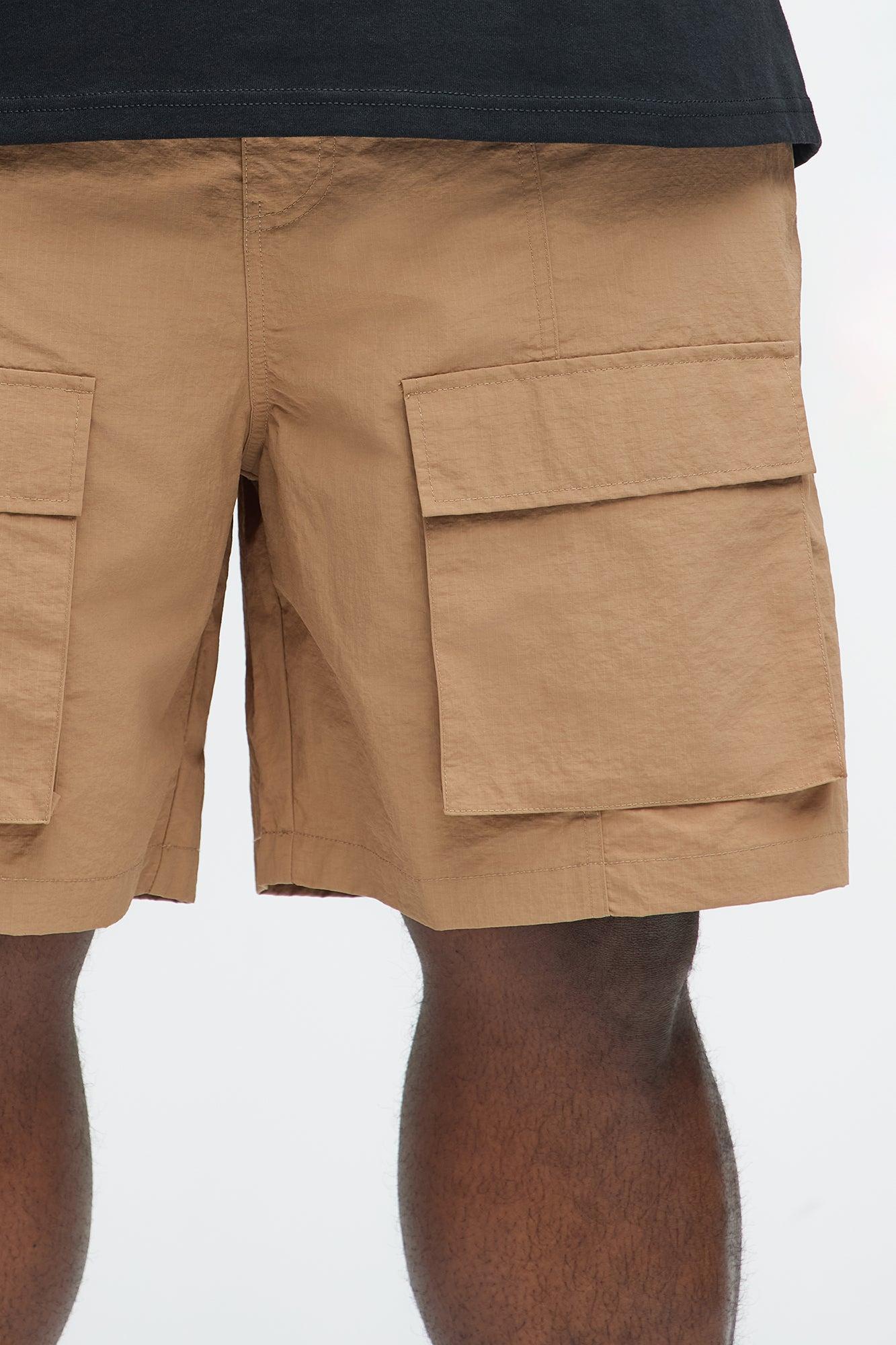Adjustable Ripstop Cargo Shorts - Tan Product Image