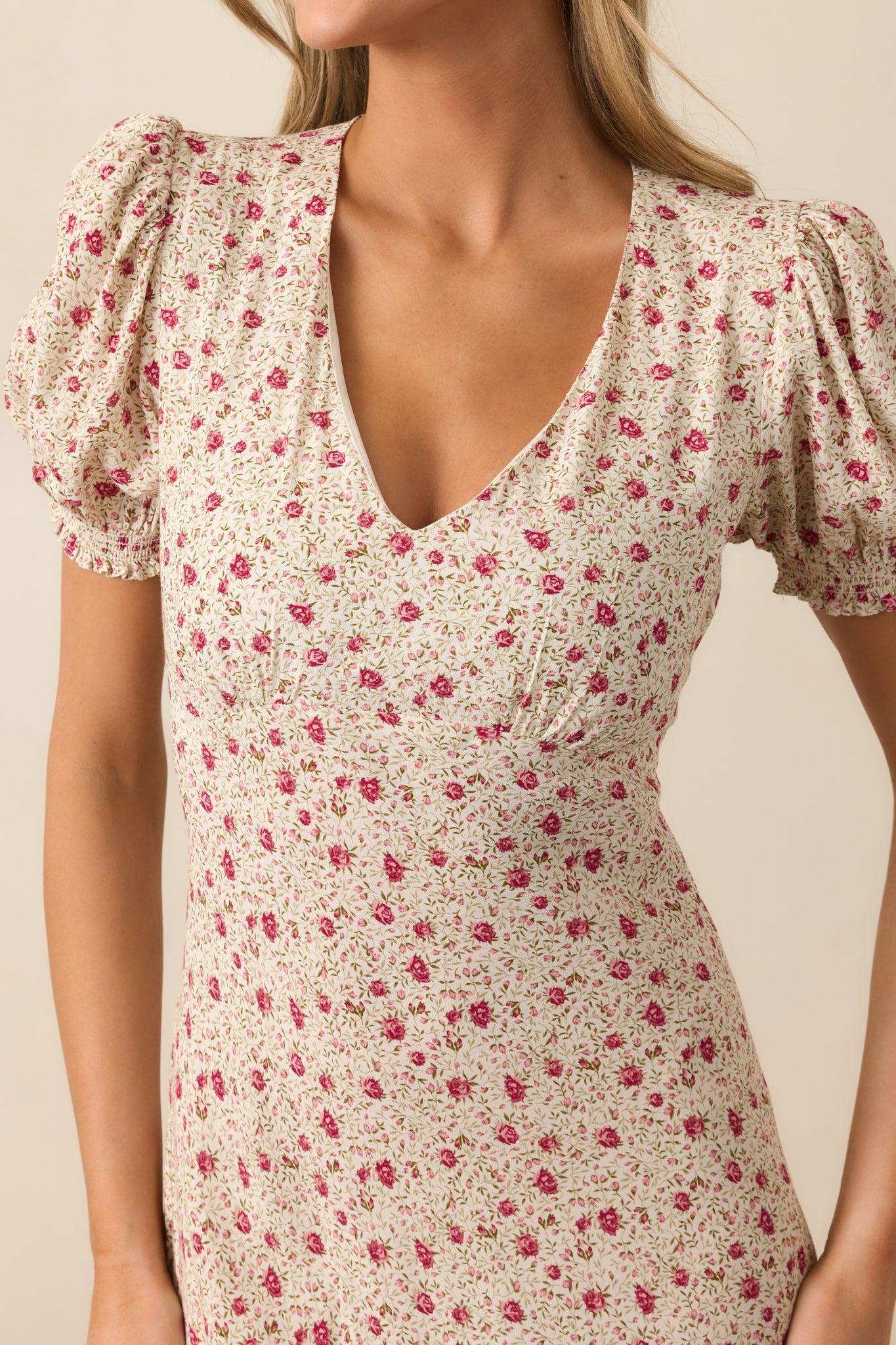 Where We Belong Dusty Pink Floral Short Sleeve Maxi Dress Product Image
