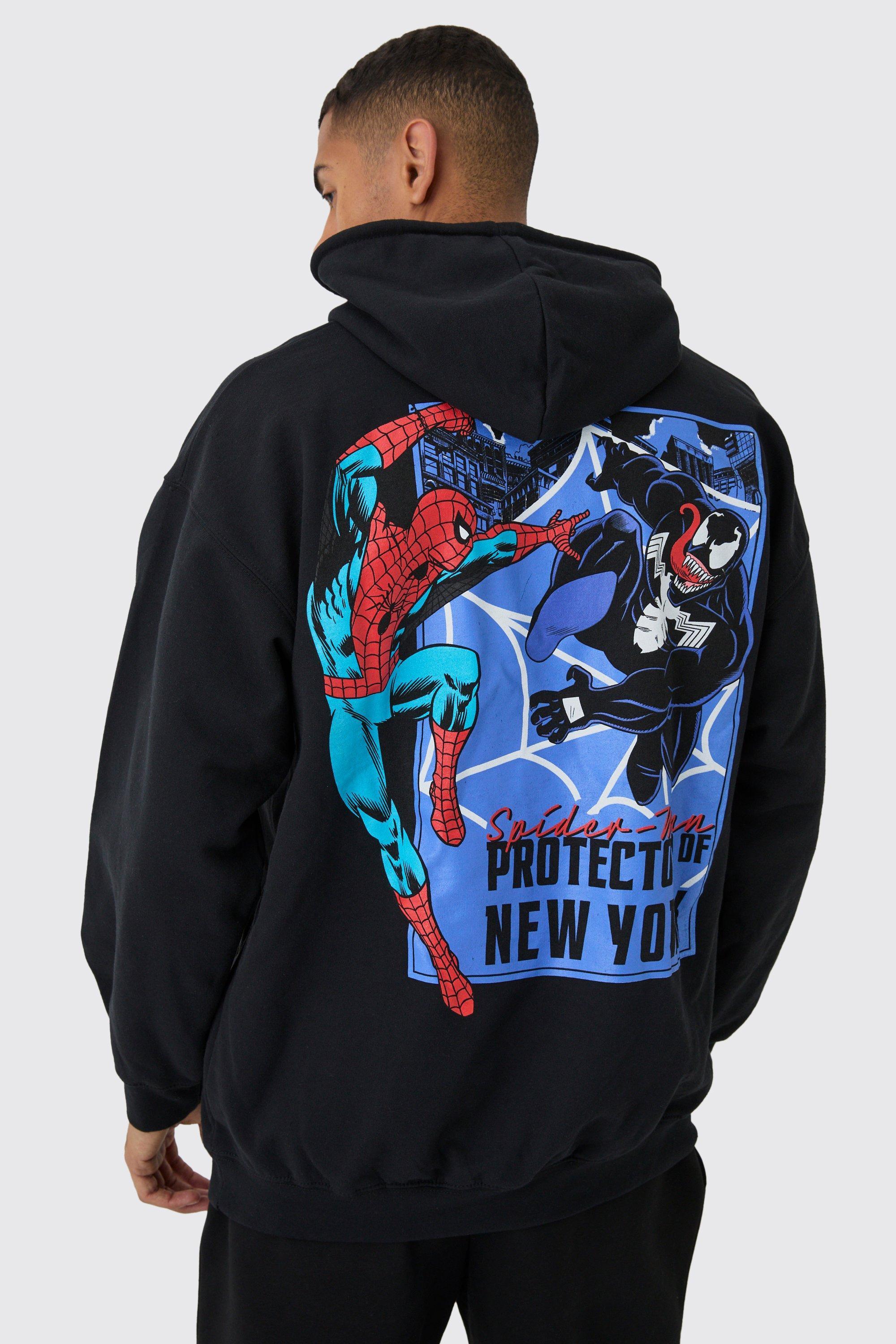 Mens Oversized Marvel Spiderman Venom License Print Hoodie - Black Product Image