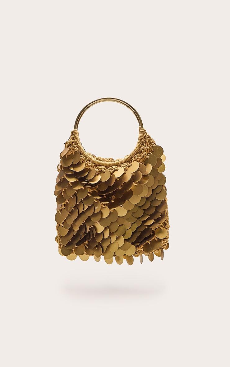 Gold Raffia Matte Sequin Handbag Product Image