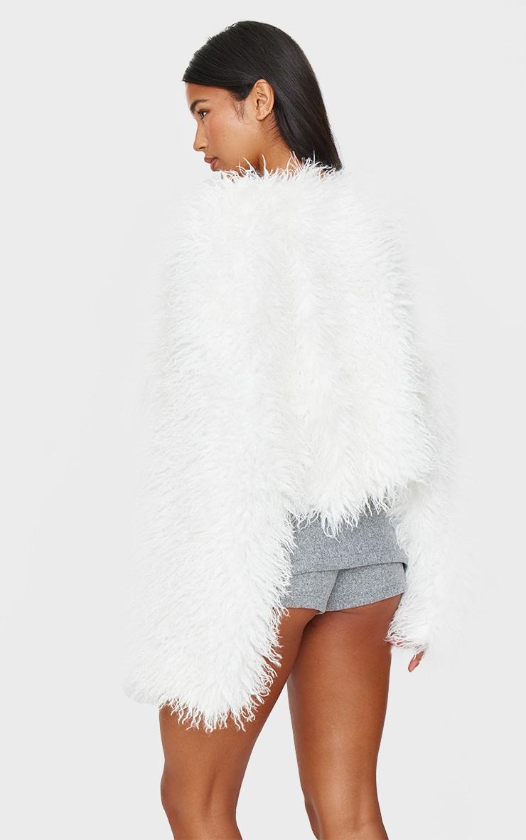  Cream Faux Fur Cropped Coat Product Image