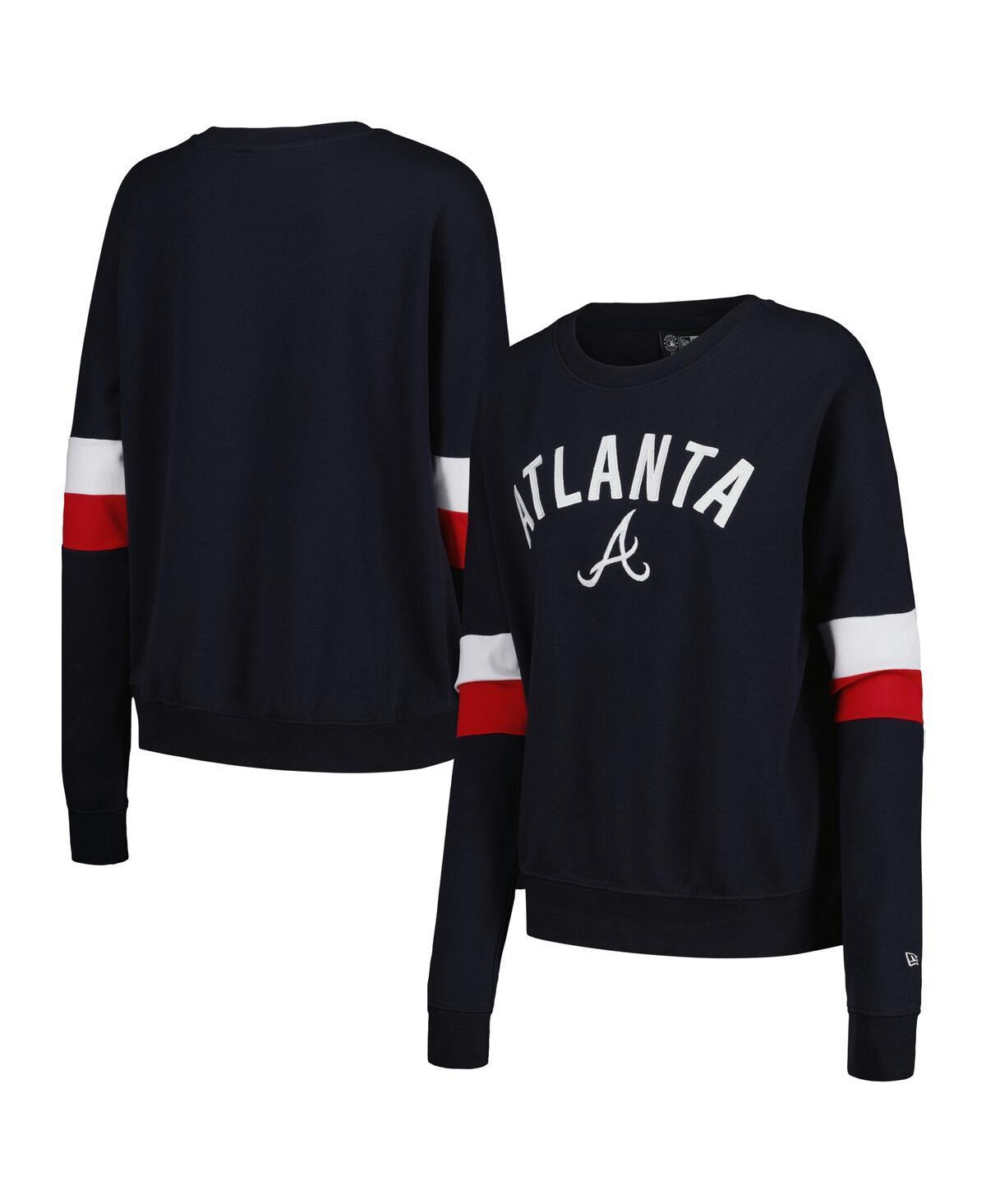 Womens New Era Atlanta Braves Game Day Crew Pullover Sweatshirt Blue Product Image