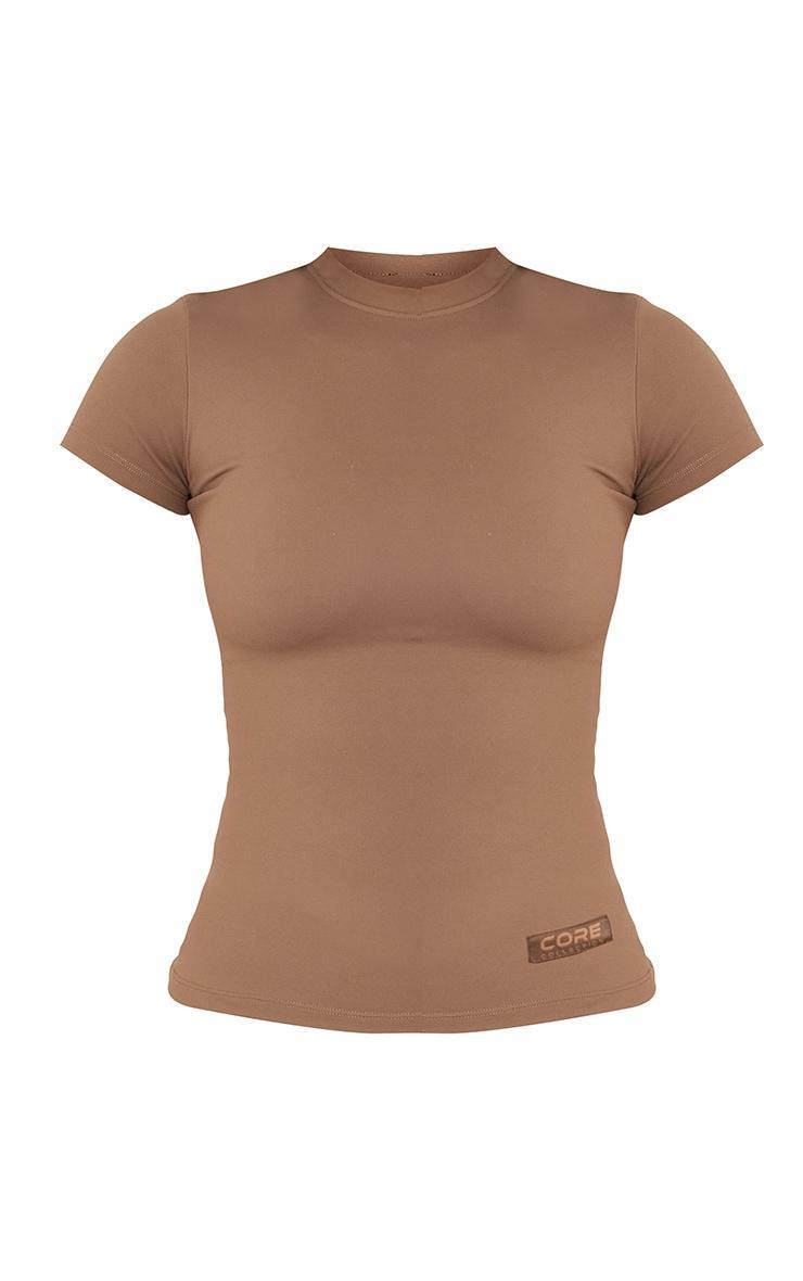 Tall Mocha Core Collection Tab Snatched Sculpt Short Sleeve T Shirt Product Image