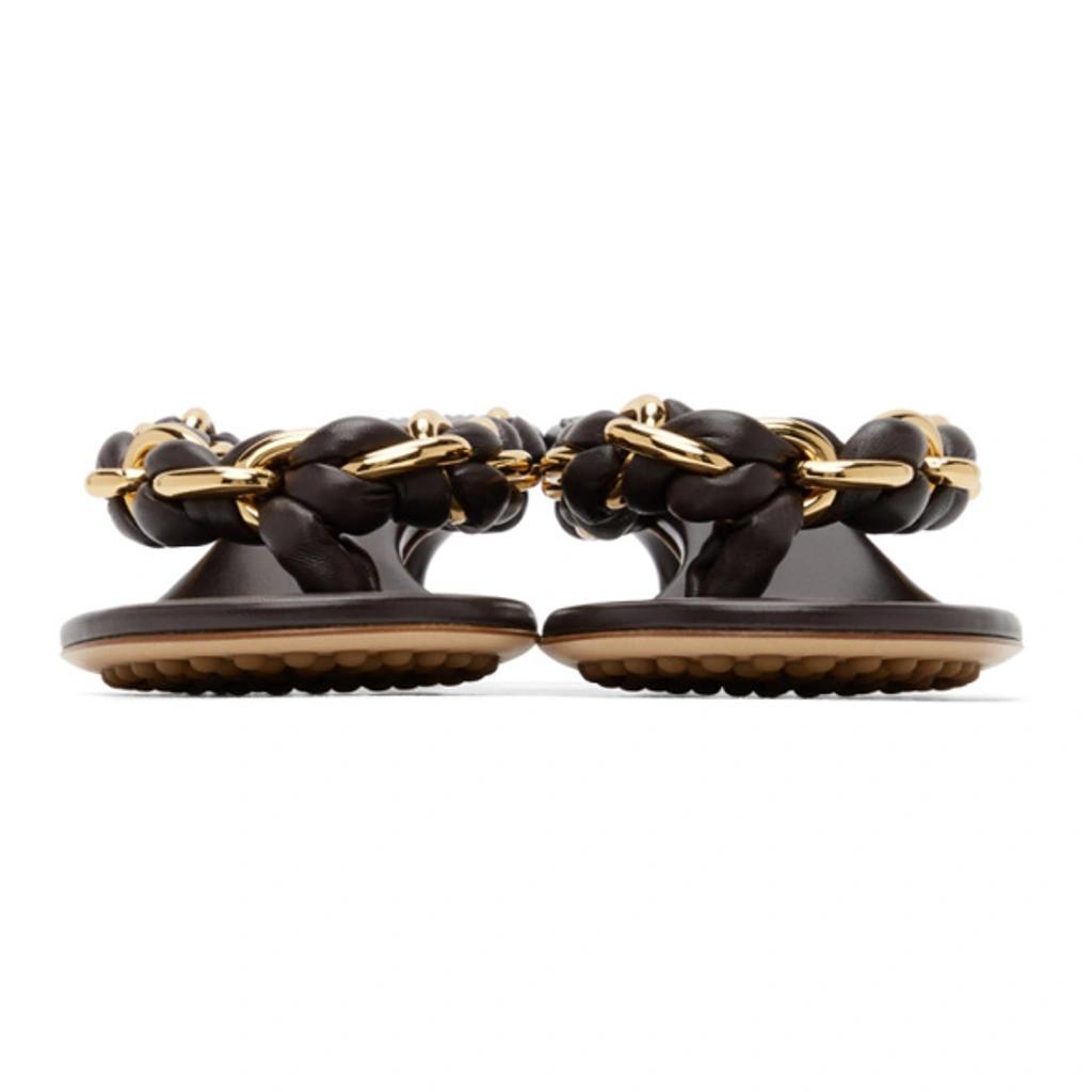 BOTTEGA VENETA Nappa Lagoon Chain And Leather Sandals In Brown Product Image