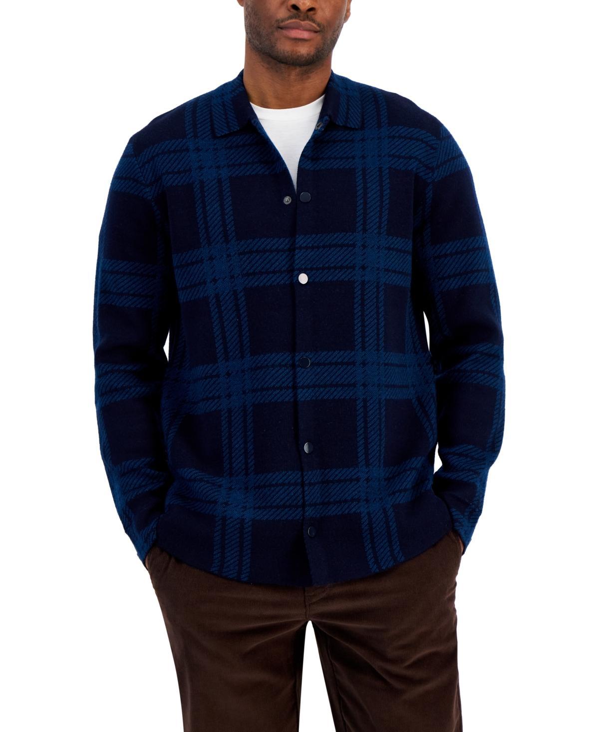 Club Room Mens Plaid Button-Up Sweater Shacket, Created for Macys Product Image