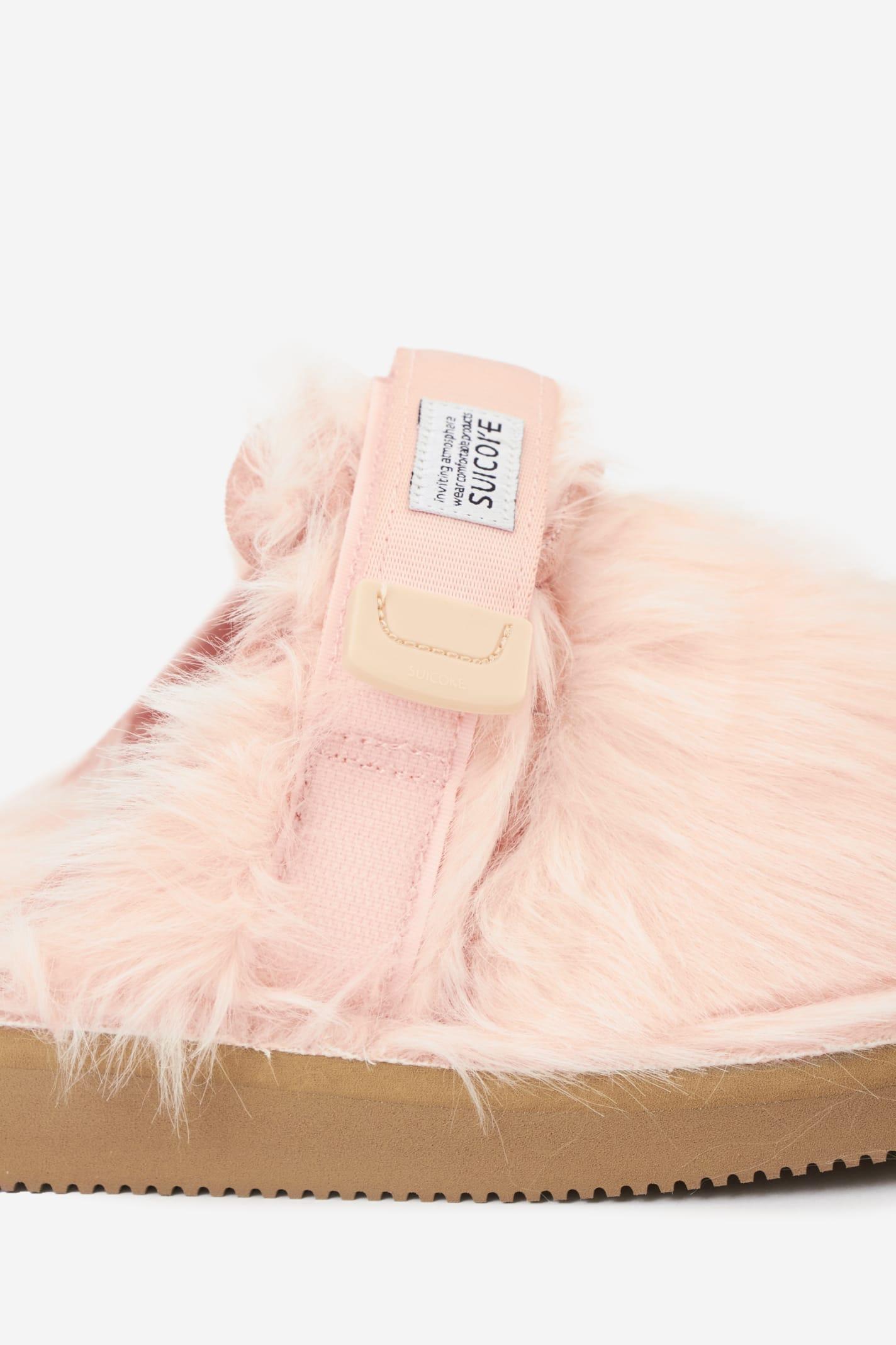 SUICOKE Zavo-2eu Faux-fur Slippers In Pink Product Image