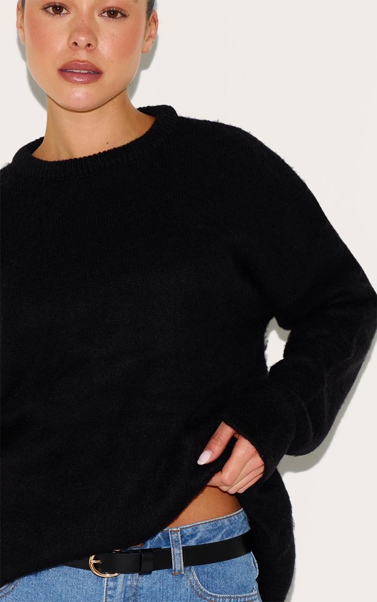 Black Soft Knit Oversized Sweater Product Image