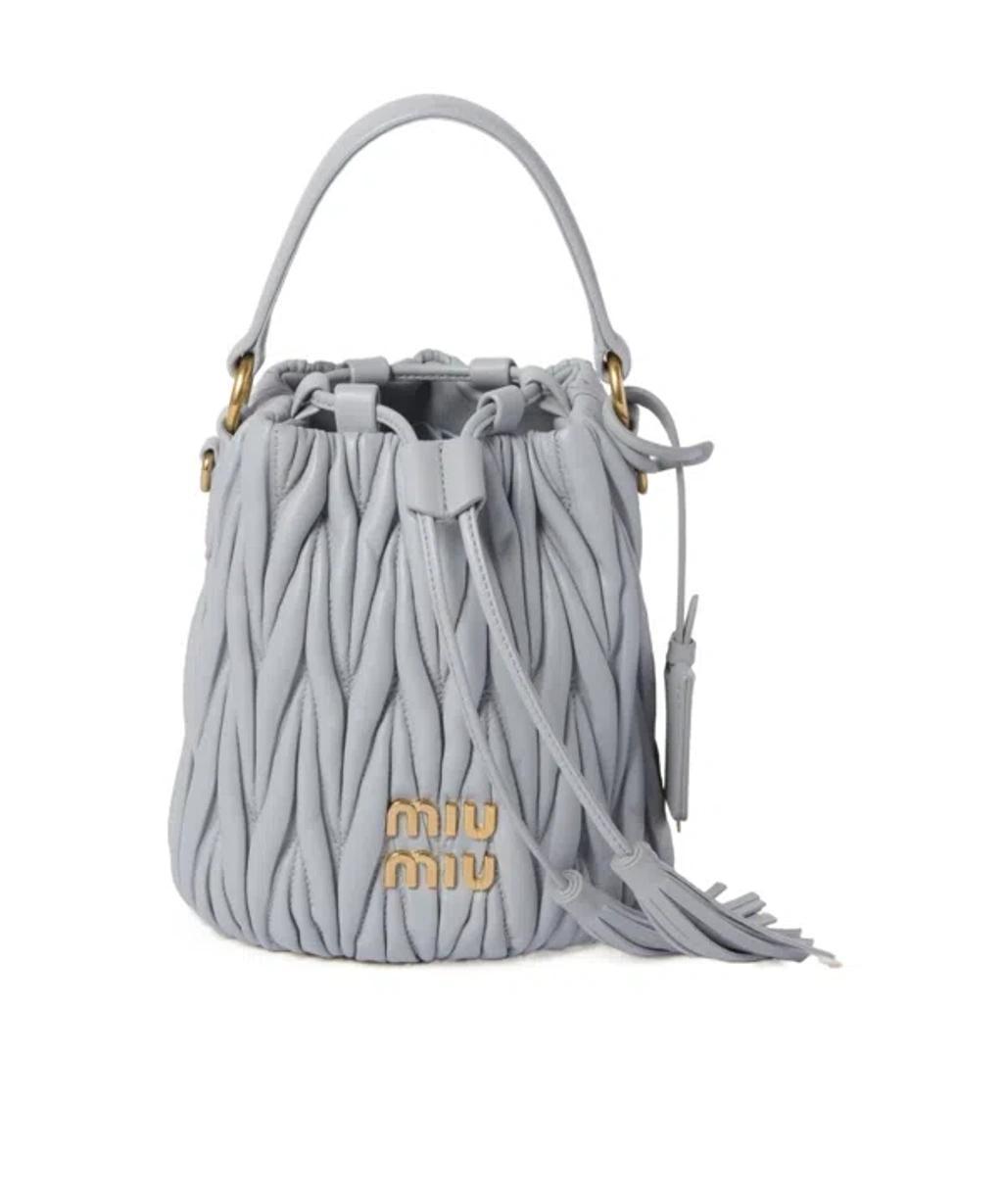 MIU MIU Matelassé Nappa Bucket Bag In Blue Product Image