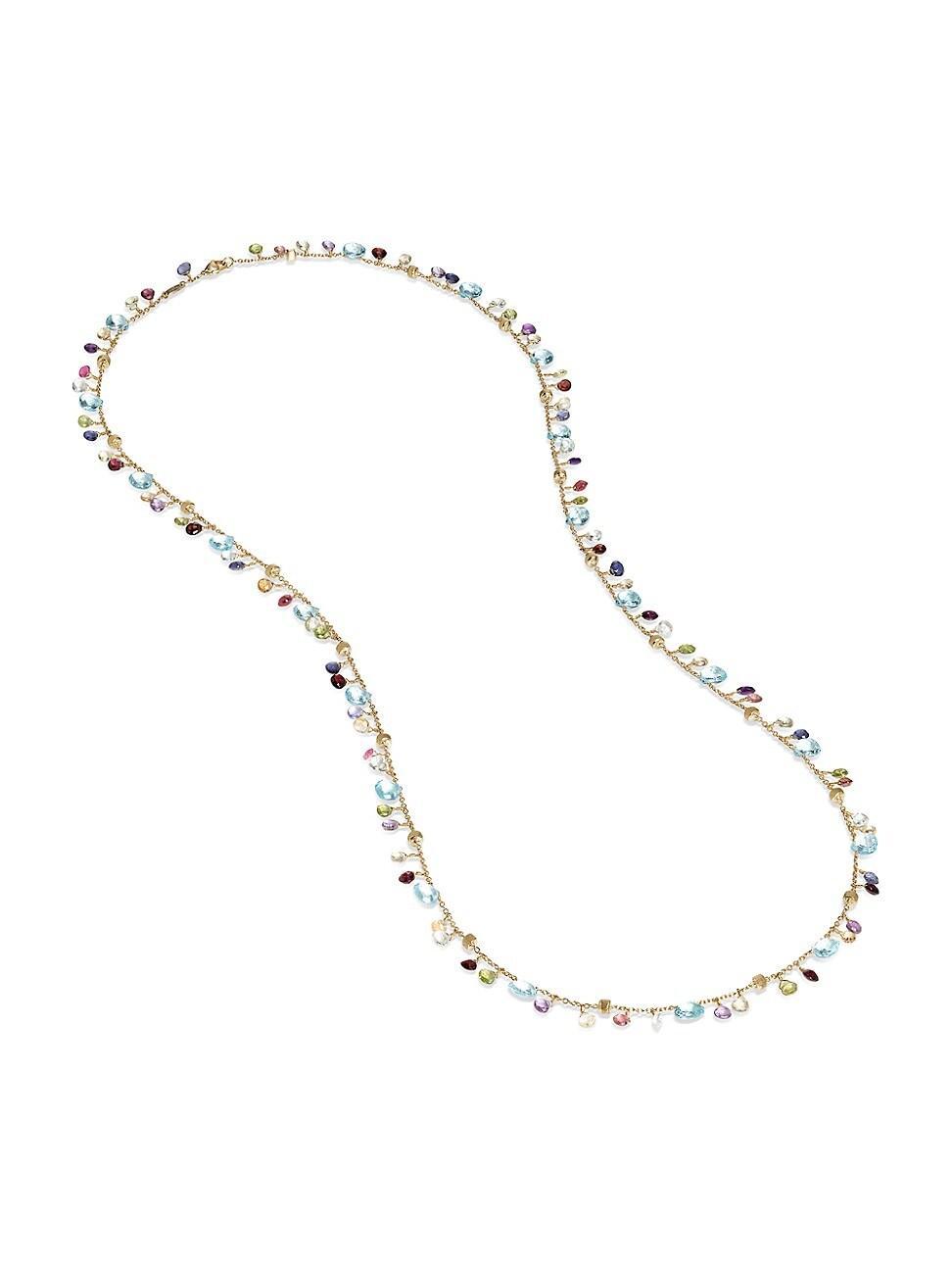 Womens Paradise 18K Yellow Gold, Topaz & Mixed-Stone Long Station Necklace Product Image