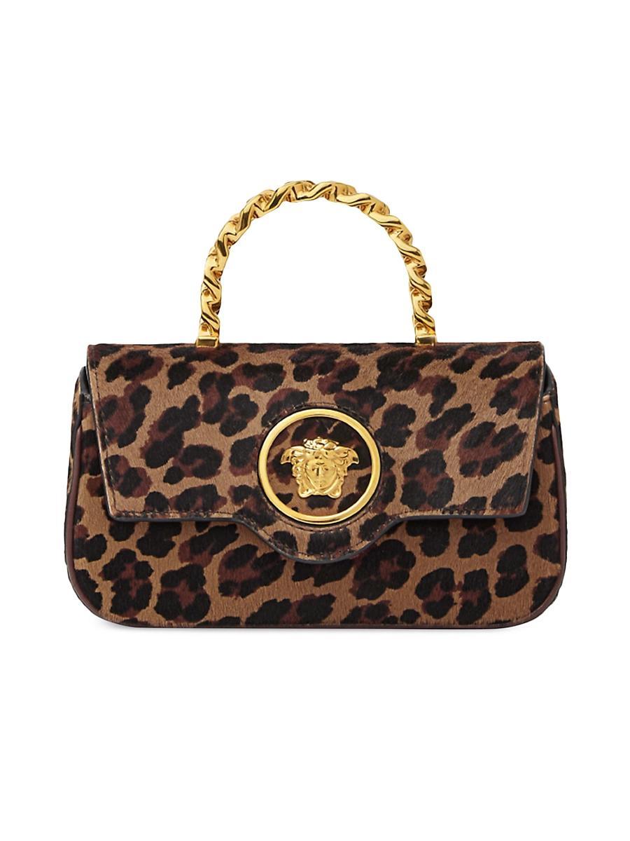 Womens Mini La Medusa Leopard Print Calf Hair Top Handle Bag Product Image