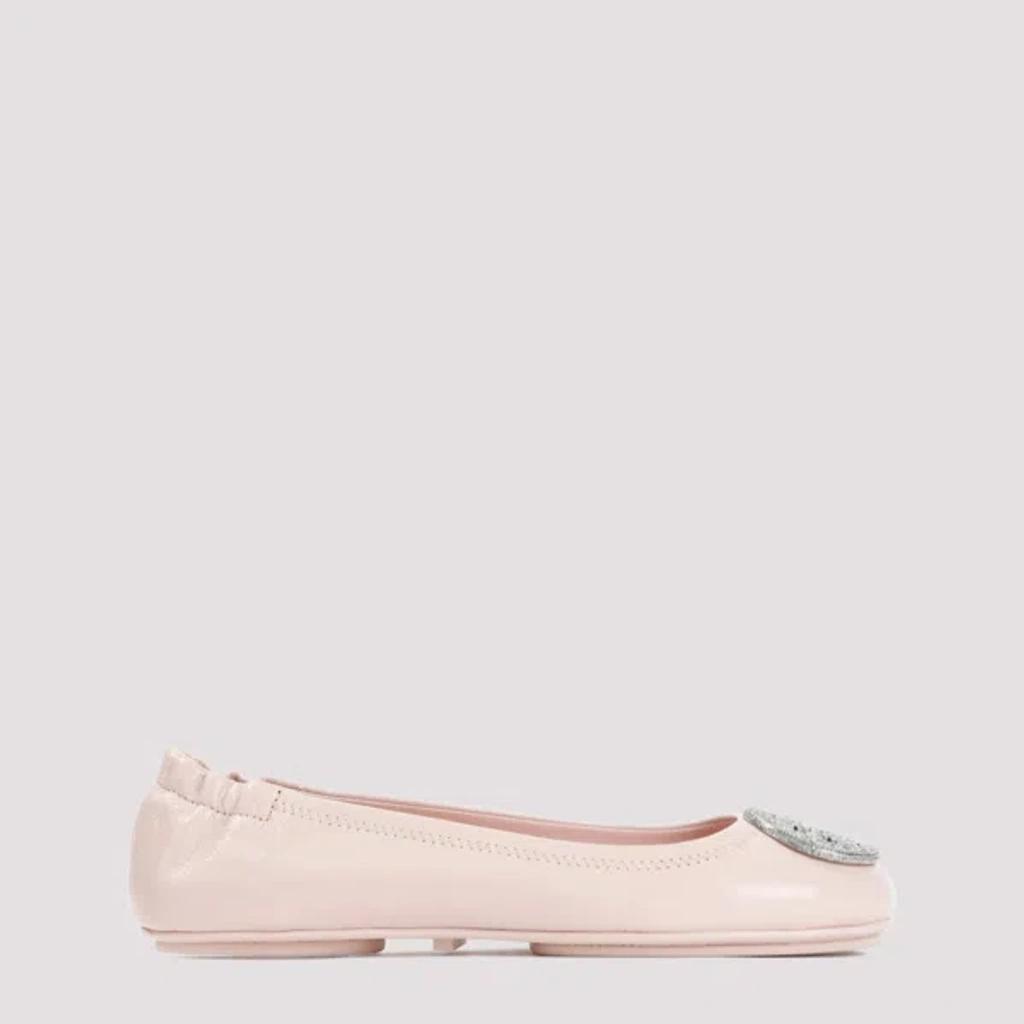 TORY BURCH Minnie Logo Embellished Ballerina Shoes In Nude & Neutrals Product Image