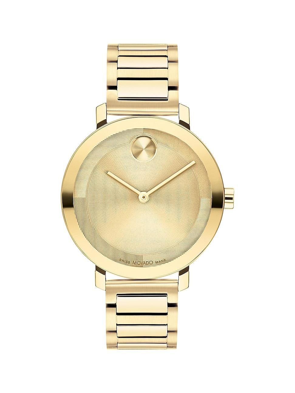 Movado Womens Bold Evolution 2.0 Swiss Quartz Ionic Plated Light Gold-Tone 2 Steel Watch 34mm - Gold-Tone Product Image