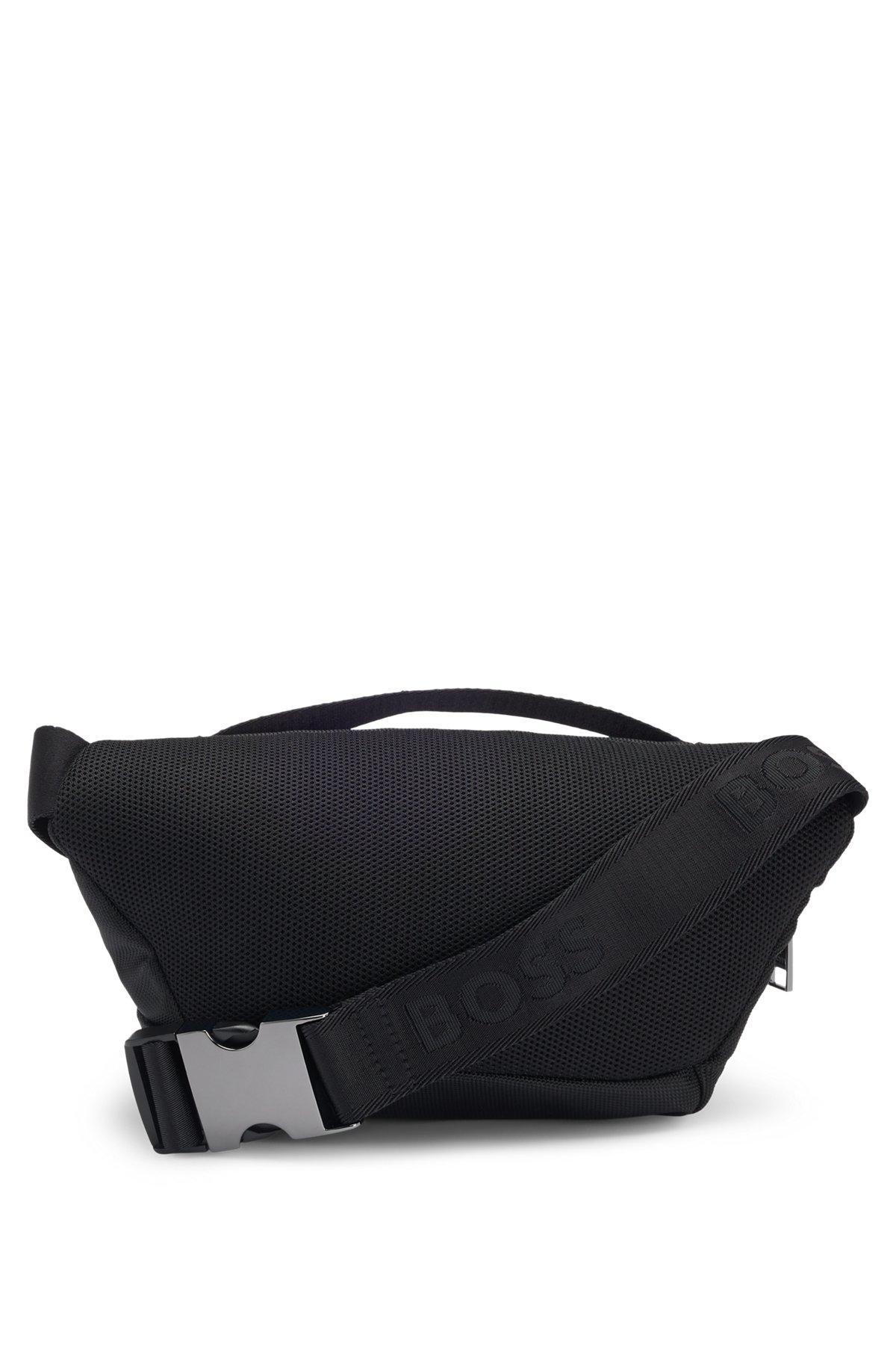 BOSS - Logo-embossed belt bag in structured fabric - Black Product Image