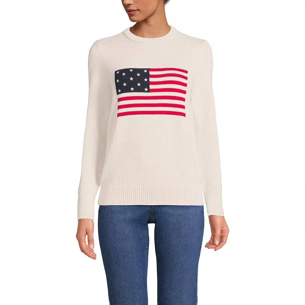 Women's Lands' End Cotton Drifter Crew Neck Sweater,  Product Image