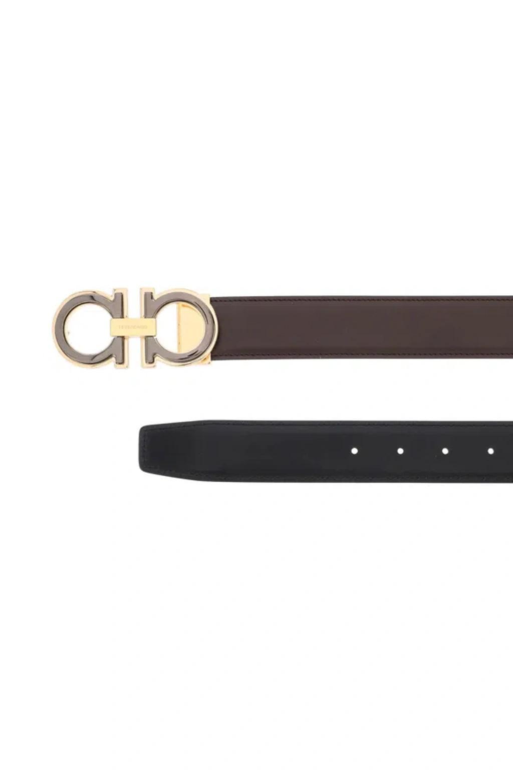 FERRAGAMO Reversible Gancini Belt In Black,brown Product Image