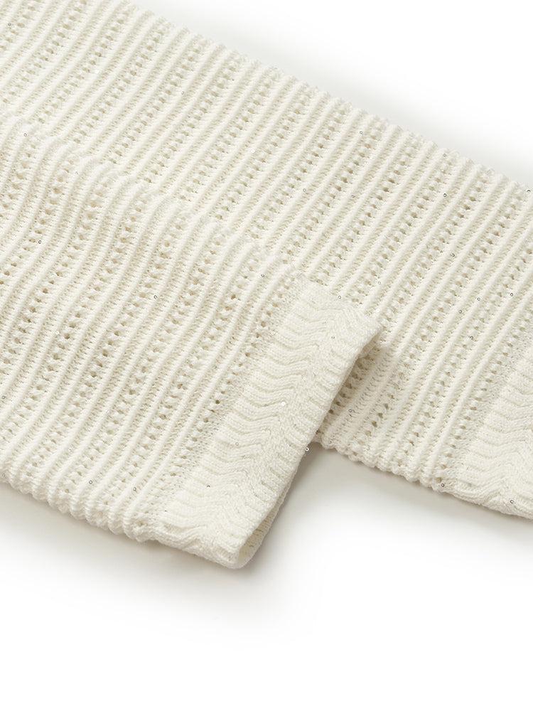 Sequins Openwork Wrapped Women Crop Cardigan Product Image