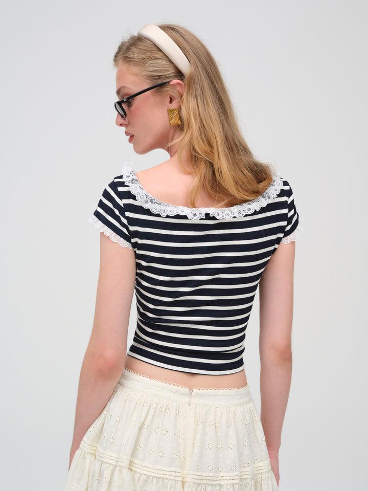 Suzette Stripe Top — Black Product Image