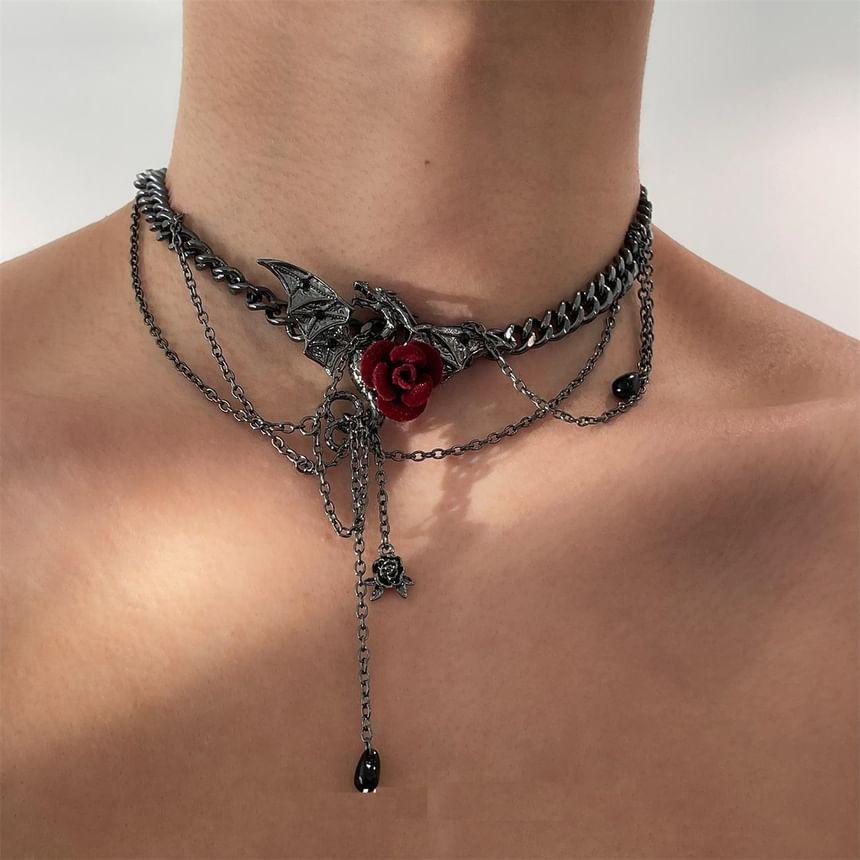 Flower Layered Alloy Chain Choker Product Image