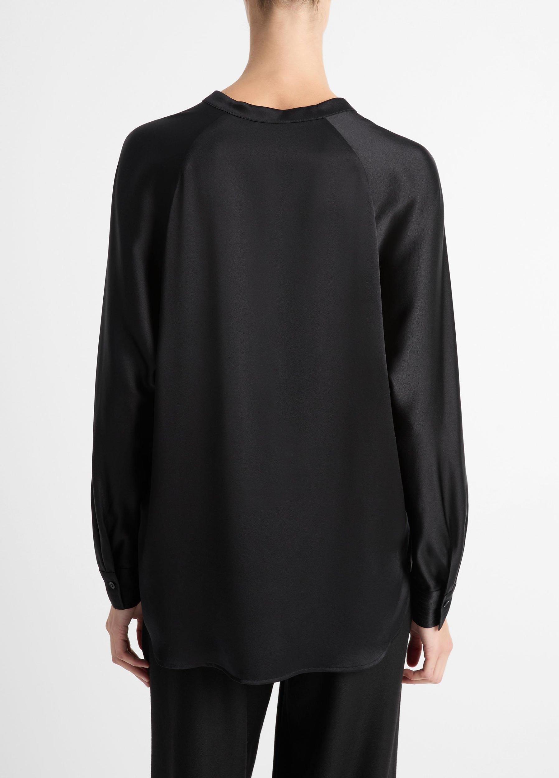 Silk Satin Band-Collar Blouse Product Image