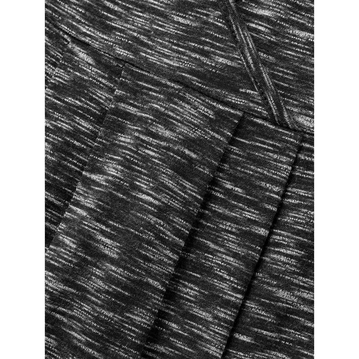 Plus Size Heather Surplice Neck Curvy Hem T-Shirt Black Women Leisure Overlapping Overlap Collar Loose Casual T-shirts BloomChic 18-20/2X Product Image