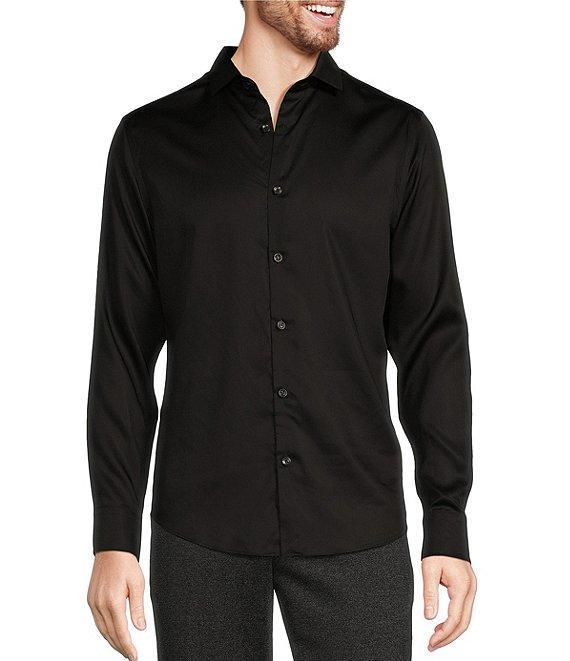Murano Slim Fit Solid Sateen Long Sleeve Woven Shirt Product Image