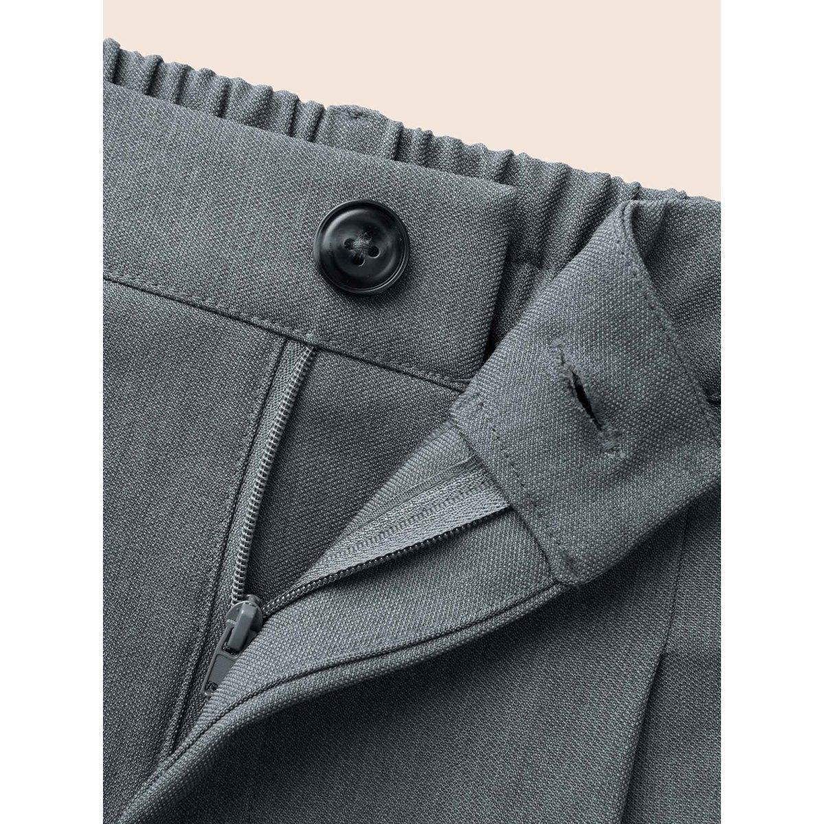 Plus Size Mid Rise Pleated Straight Leg Pants Women SlateGray Workwear Essentials Straight Leg Mid Rise Office Pants BloomChic 14-16/1X Product Image