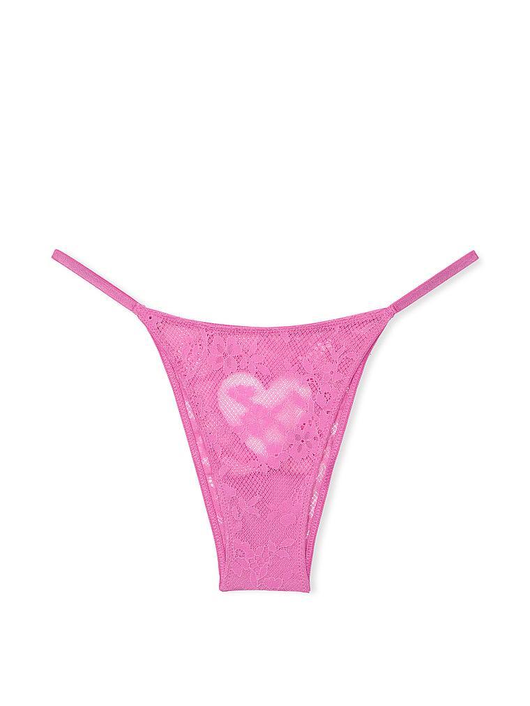 Lace Rhinestone Heart Hardware Brazilian Panty Product Image