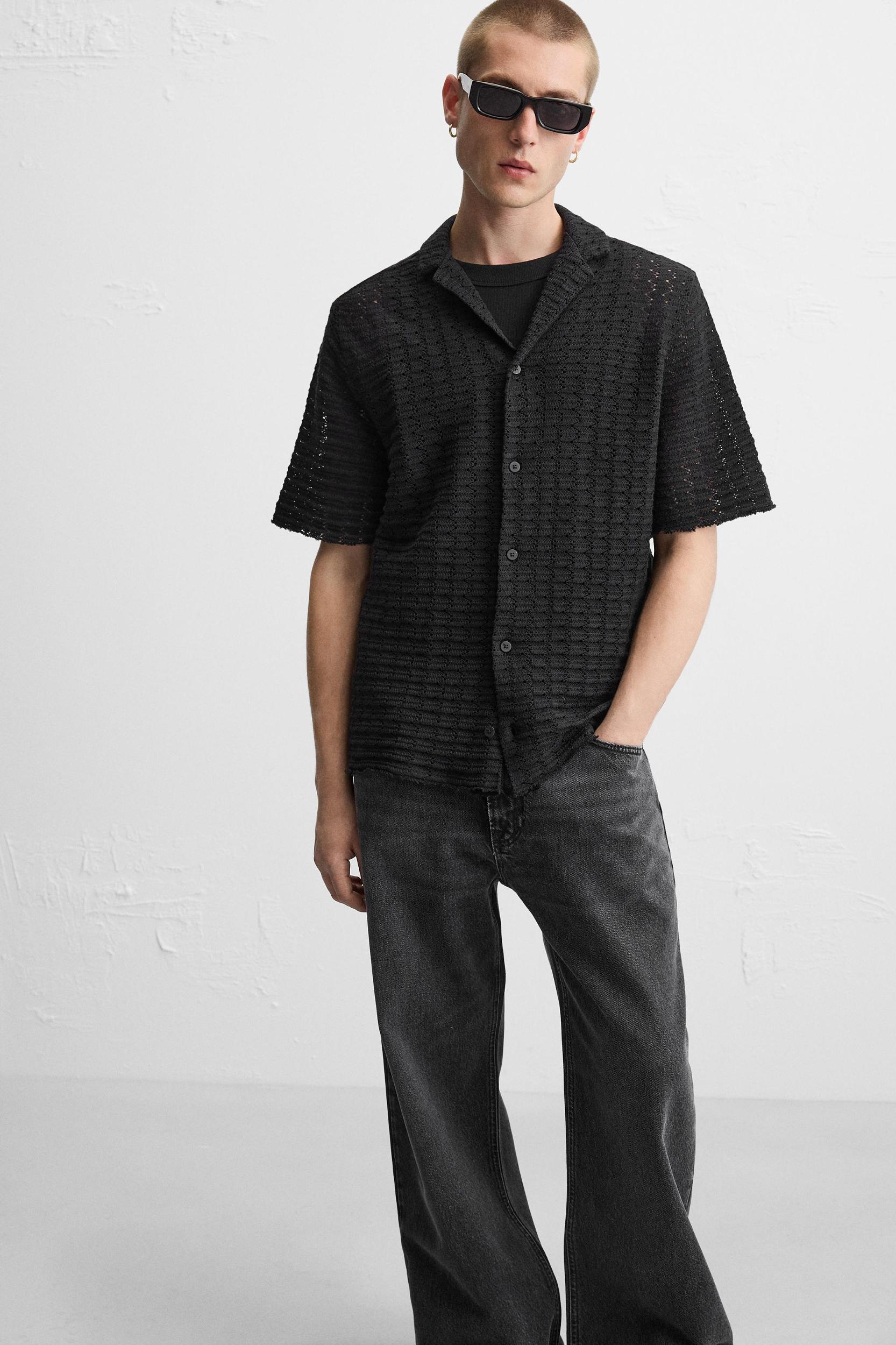 TEXTURED WEAVE KNIT SHIRT Product Image