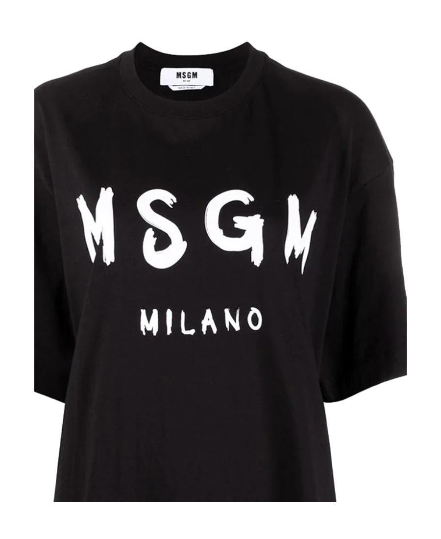 MSGM Logo Printed T-shirt Dress In Black Product Image