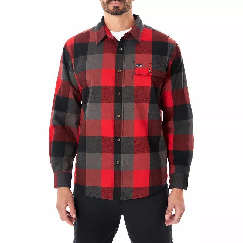 Men's Smith's Workwear Relaxed-Fit Buffalo Plaid Flannel Button-Down Shirt, Size: Large, Blue Gray Product Image