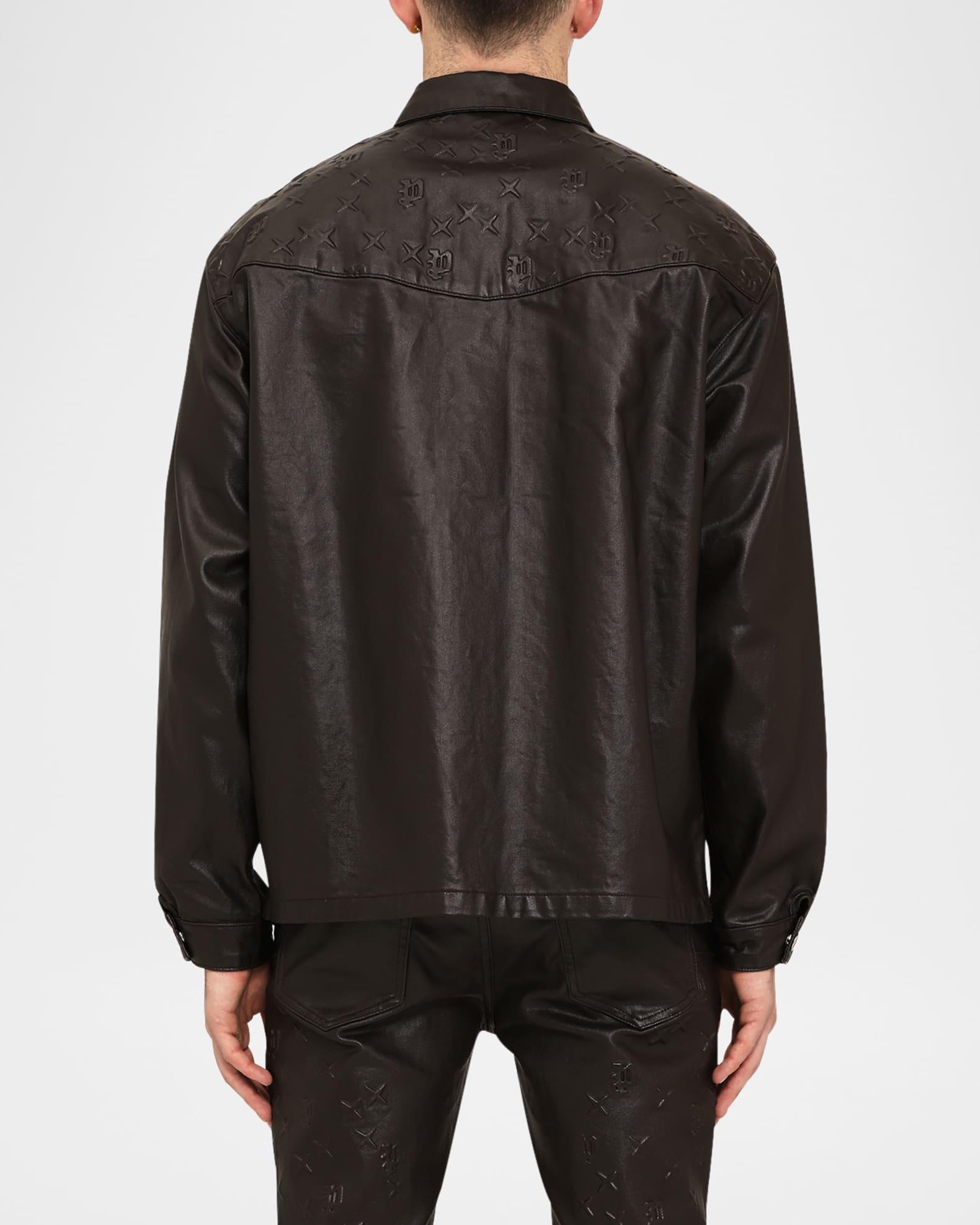 Men's Embossed Monogram Snap Button-Down Shirt Product Image