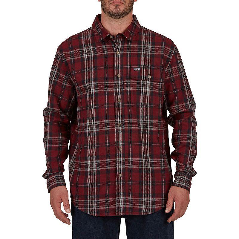 Mens Smiths Workwear Regular-Fit Plaid Two-Pocket Flannel Button-Down Shirt Grey Red Product Image