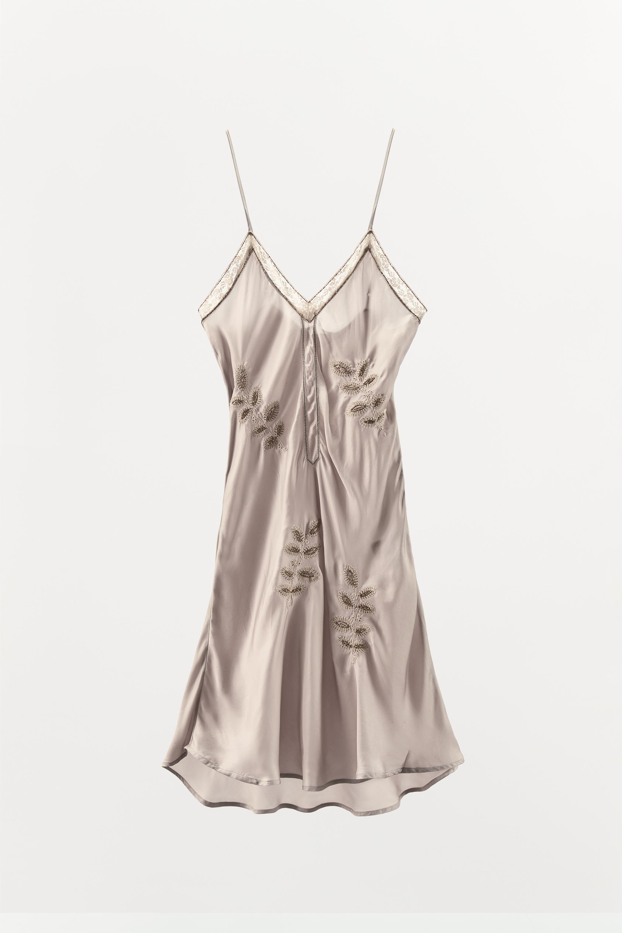 SLIP DRESS WITH EMBROIDERY AND BEADING Product Image