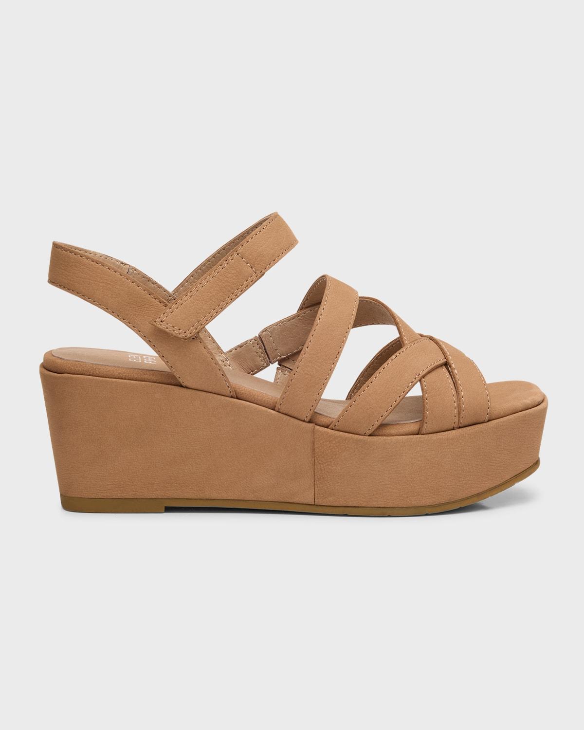 Mazy Suede Strappy Wedge Sandals Product Image