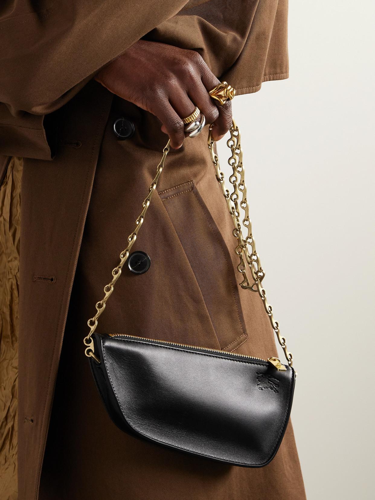 BURBERRY Micro Leather Shoulder Bag In Black Product Image