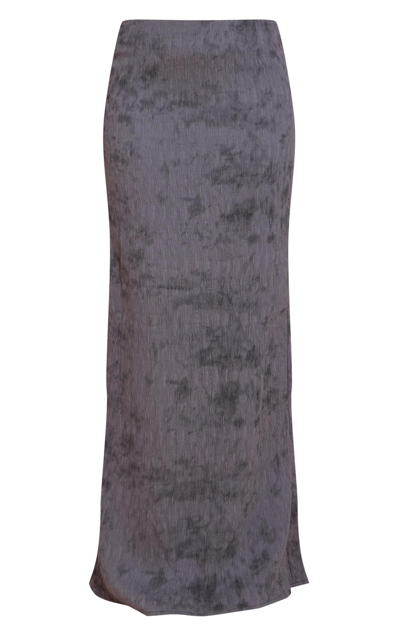 Charcoal Textured Printed Maxi Skirt Product Image