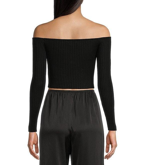 GB Rosette Off-The-Shoulder Sweater Top Product Image