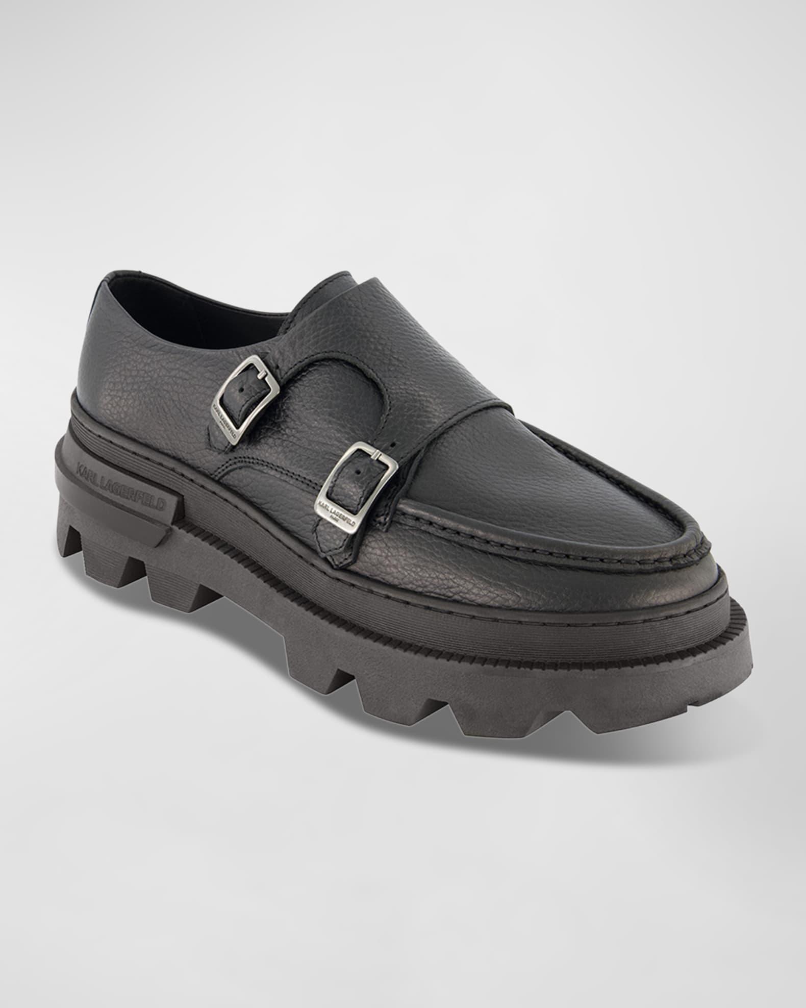 Men's Lug Sole Double Monk Strap Loafers  Product Image