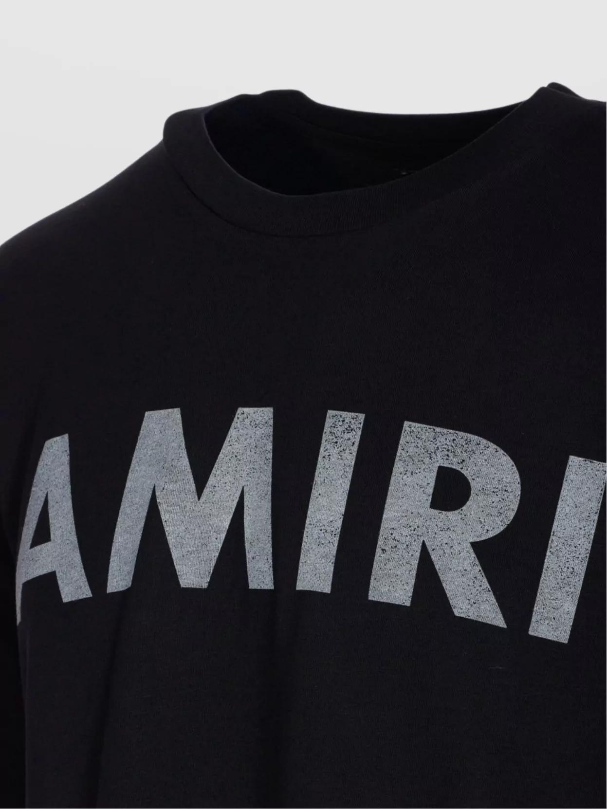 AMIRI Black Cotton T-shirt With Bold Logo Statement Product Image
